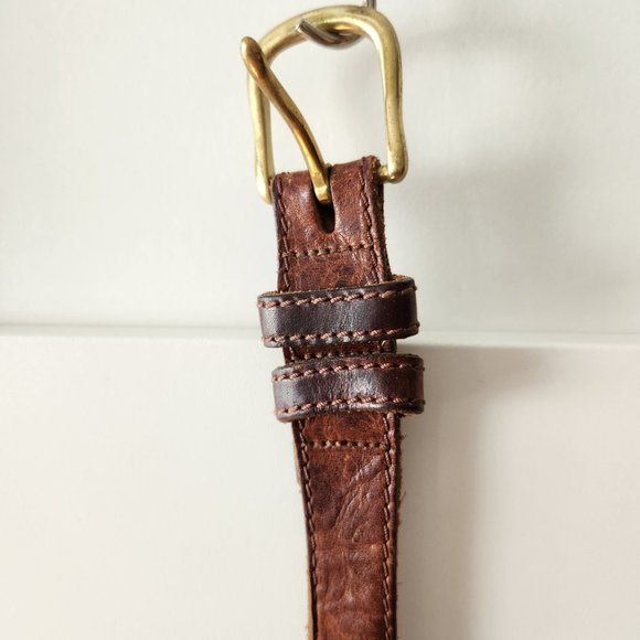 Accessories - Brown leather belt with brass buckle size 36